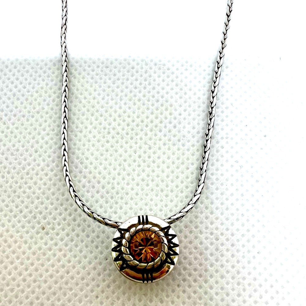 Brighton Twinkle Necklace Pendant Reversible Swarovski Crystal Silver Plated EUC